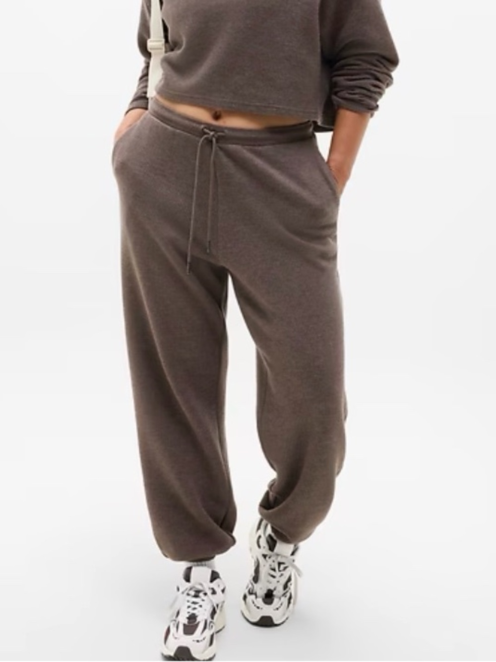 Brown Knit Jogger Pants - Cozy Drawstring Bottoms